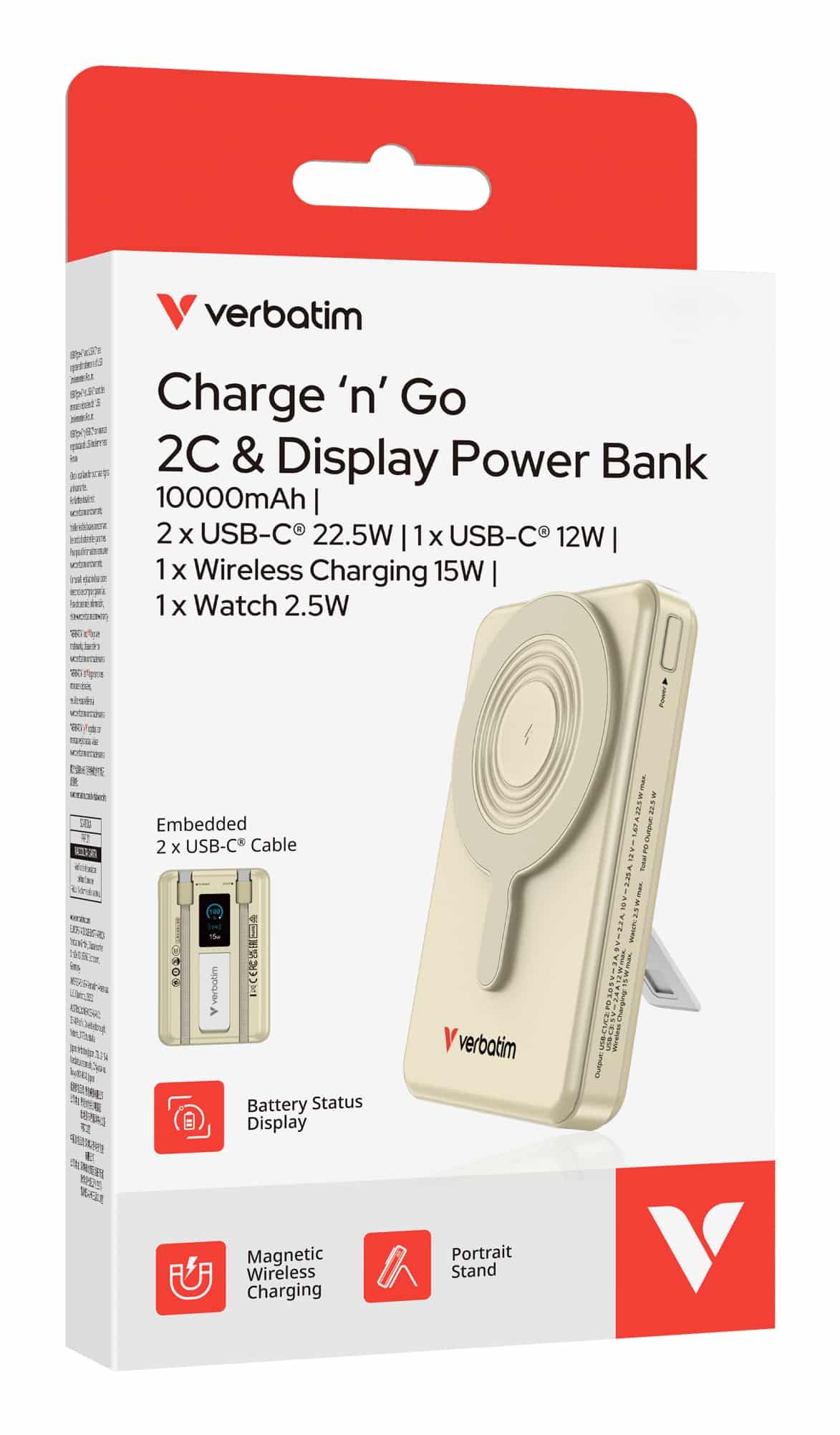 Verbatim 32274 powerbank Lithium-Polymeer (LiPo) 10000 mAh Draadloos opladen Goud - Afbeelding 4