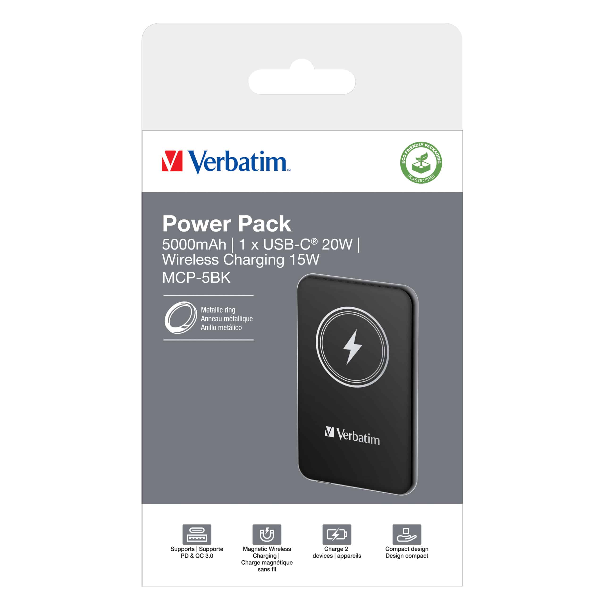 Verbatim Charge 'n' Go Magnetische Draadloze Power Bank 5000mAh Zwart - Afbeelding 4