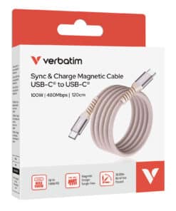 Verbatim Sync & Charge Magnetische Kabel - 100W USB-C naar USB-C 120 cm Roze - Afbeelding 7