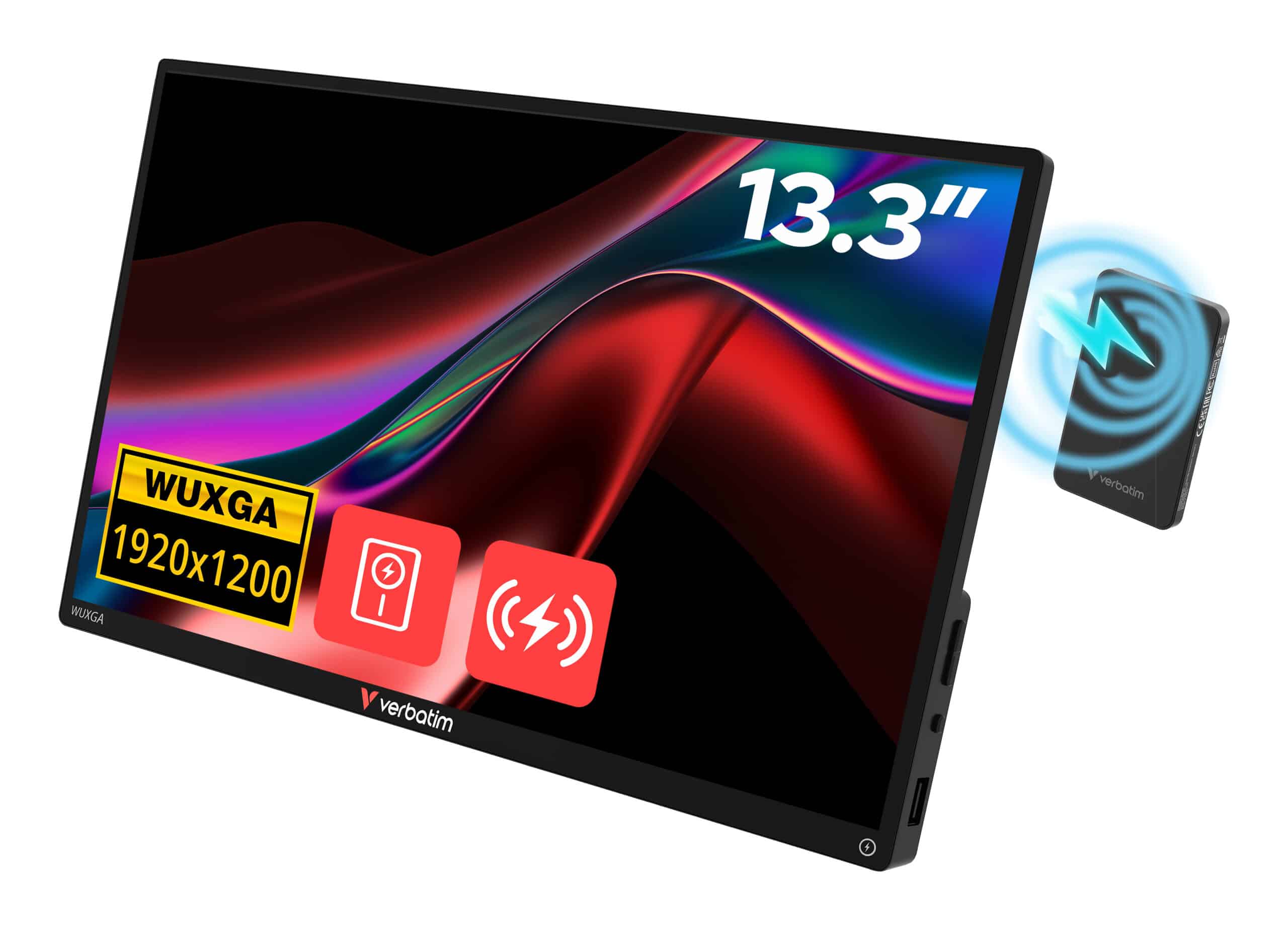 Verbatim 32087 Draagbare televisie en monitoor Draagbare monitor Zwart 33,8 cm (13.3") 1920 x 1200 Pixels