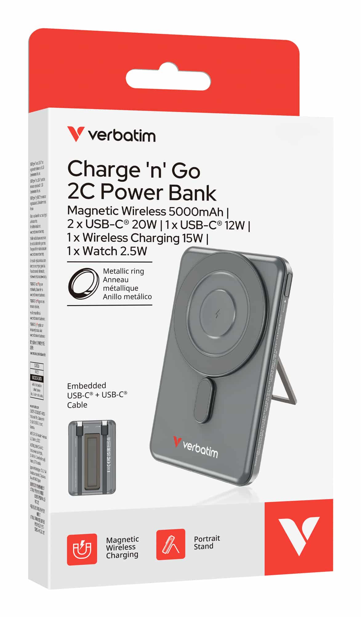 Verbatim 32251 powerbank 5000 mAh Draadloos opladen Grijs - Afbeelding 3