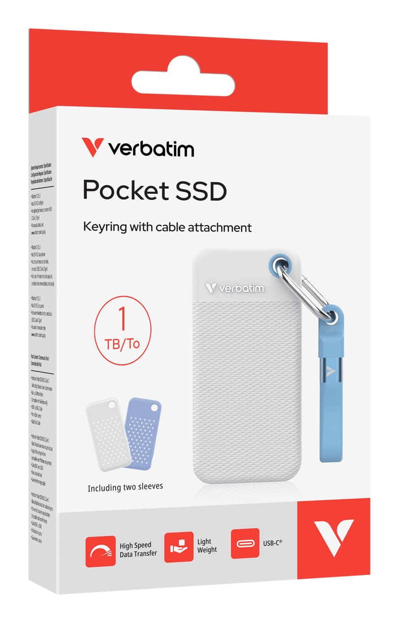 Verbatim Pocket SSD - Zomereditie Wit met 2 rubberen hoezen (wit & lichtblauw) - 1TB - Afbeelding 4