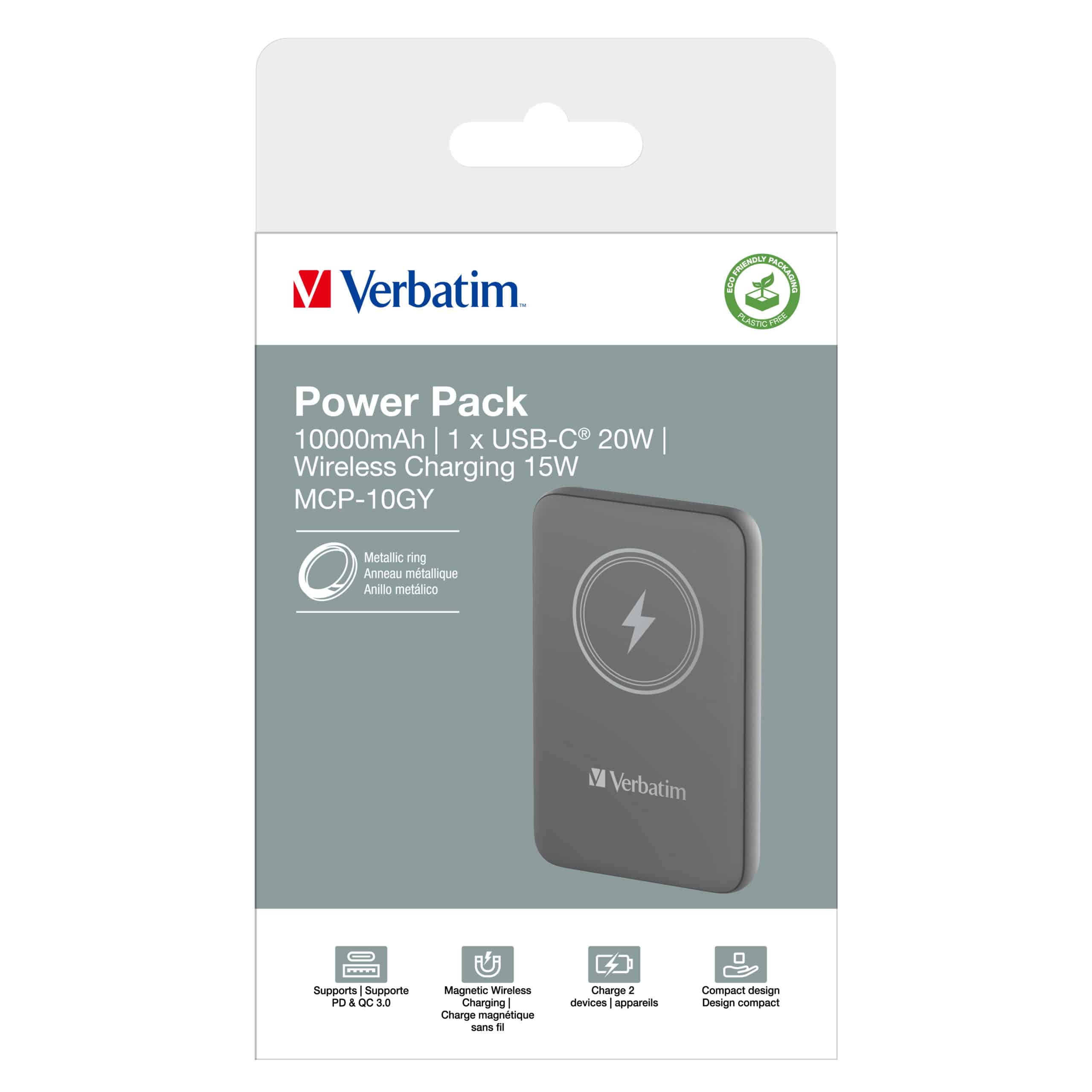 Verbatim Charge 'n' Go Magnetische Draadloze Power Bank 10000mAh Grijs - Afbeelding 4