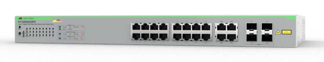 Allied Telesis iGS950/20PS Managed L2 Gigabit Ethernet (10/100/1000) Power over Ethernet (PoE) Bureaublad-/wandmontage Zilver - Afbeelding 3