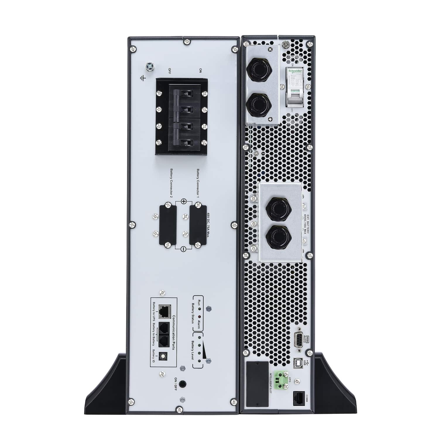 APC Easy UPS On-Line, 6kVA/6kW, Lithium-ion, Rack/Tower 5U, 230V, 1 harde draad (1P+N+E) uitgang, Intelligente kaartsleuf, verlengde runtime, met railkit Stekkerdoos - Afbeelding 4