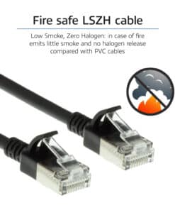 ACT Zwarte 0,25 meter LSZH U/FTP CAT6A datacenter slimline patchkabel snagless met RJ45 connectoren - Afbeelding 7