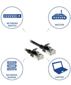 ACT Zwarte 0,25 meter LSZH U/FTP CAT6A datacenter slimline patchkabel snagless met RJ45 connectoren - Afbeelding 6