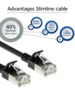 ACT Zwarte 0,25 meter LSZH U/FTP CAT6A datacenter slimline patchkabel snagless met RJ45 connectoren - Afbeelding 4