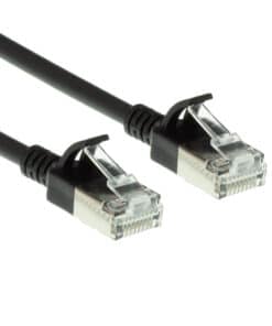 ACT Zwarte 0,25 meter LSZH U/FTP CAT6A datacenter slimline patchkabel snagless met RJ45 connectoren