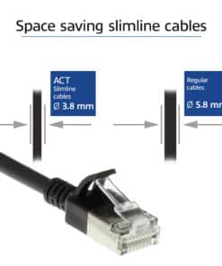ACT Zwarte 0,25 meter LSZH U/FTP CAT6A datacenter slimline patchkabel snagless met RJ45 connectoren - Afbeelding 3
