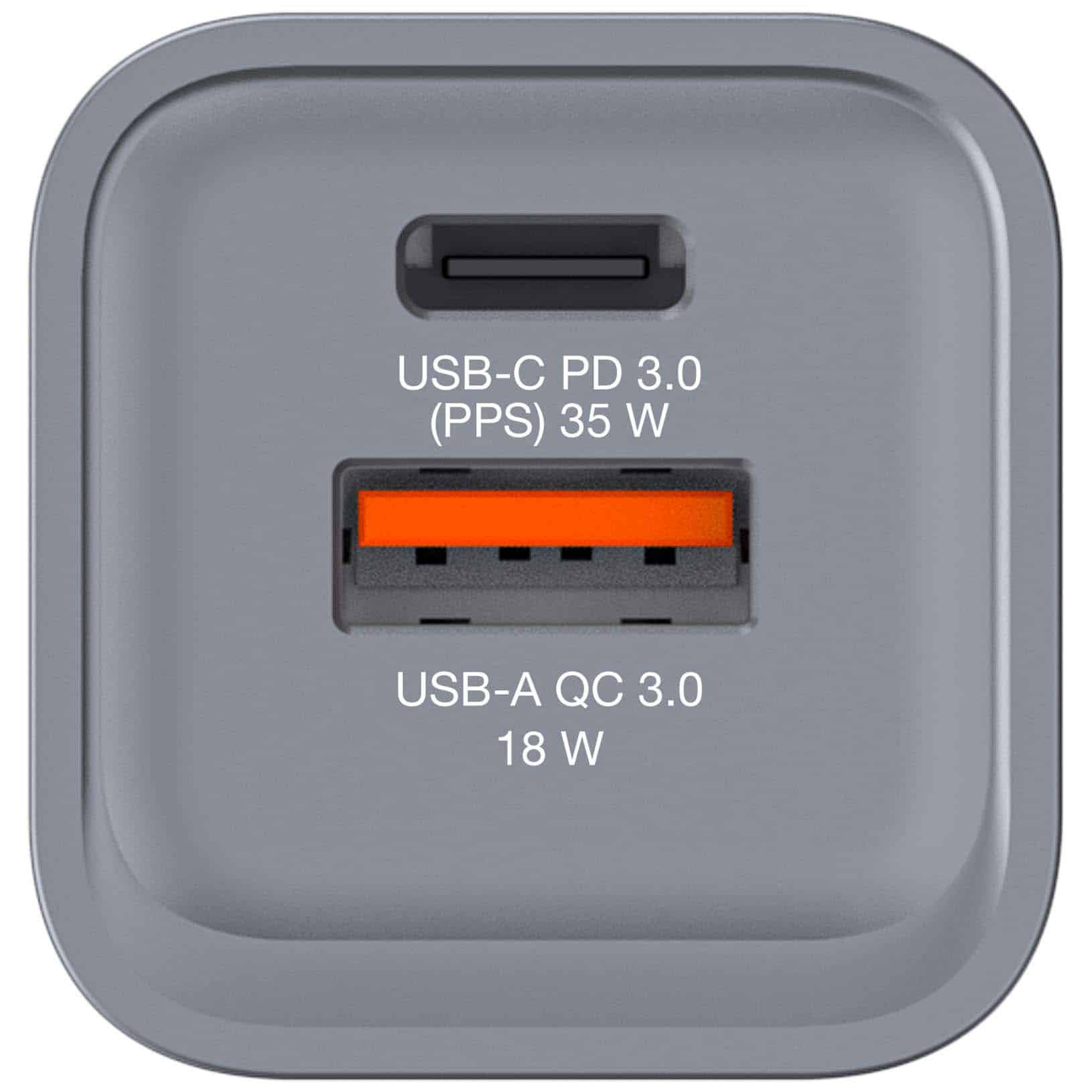 Verbatim 35 W GaN-wandoplader met twee poorten 1 x USB-C PD 35 W / 1 x USB-A QC 3.0 (EU/VK/VS) - Afbeelding 3