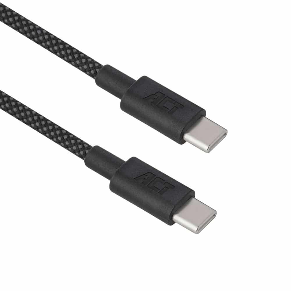 ACT USB 2.0 240W laad- en datakabel USB-C naar USB-C, zwart, 1 meter