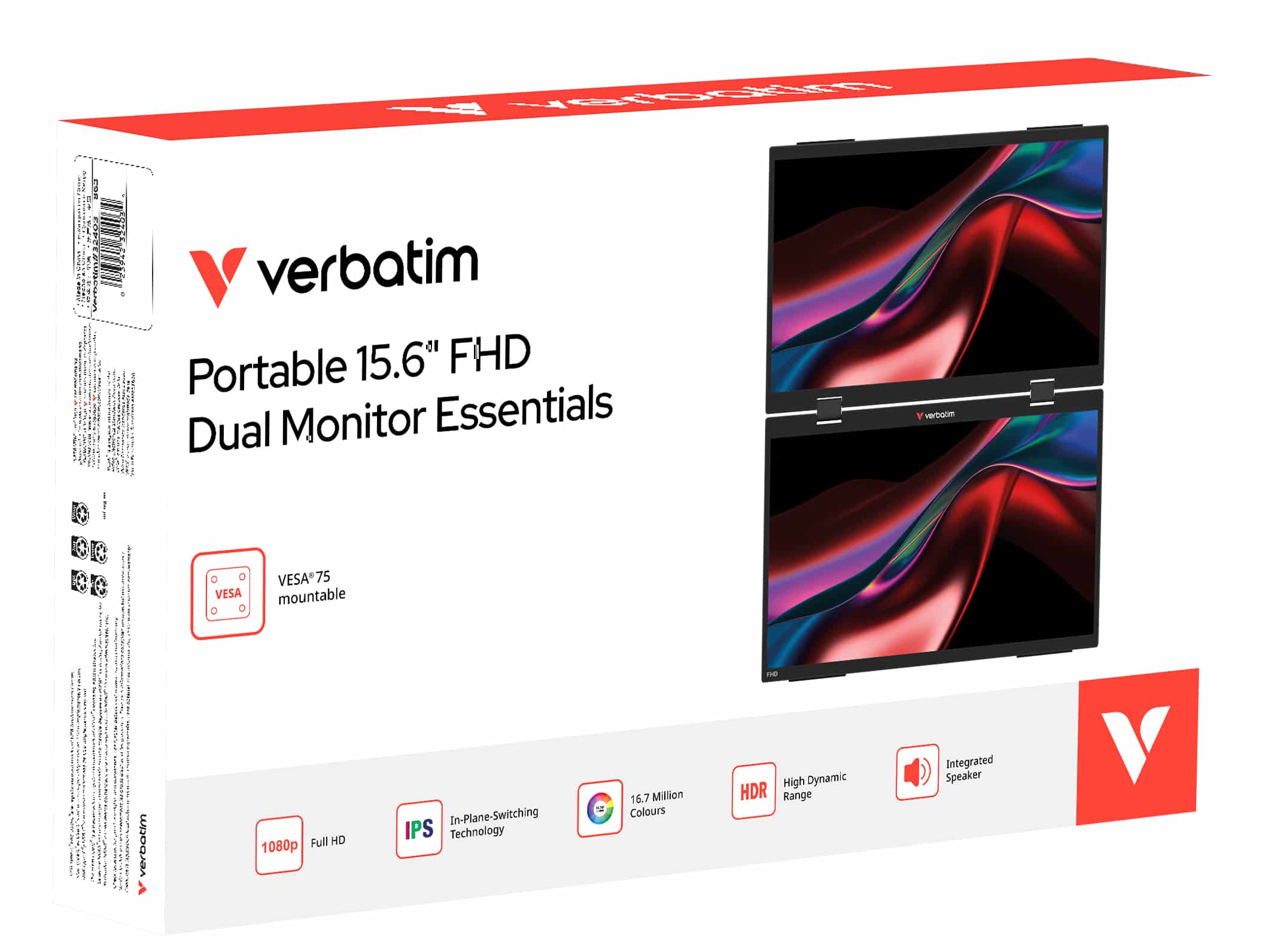 Verbatim Portable 15.6" FHD Dual Monitor Essentials Draagbare monitor Zwart 39,6 cm (15.6") LCD 1920 x 1080 Pixels - Afbeelding 3
