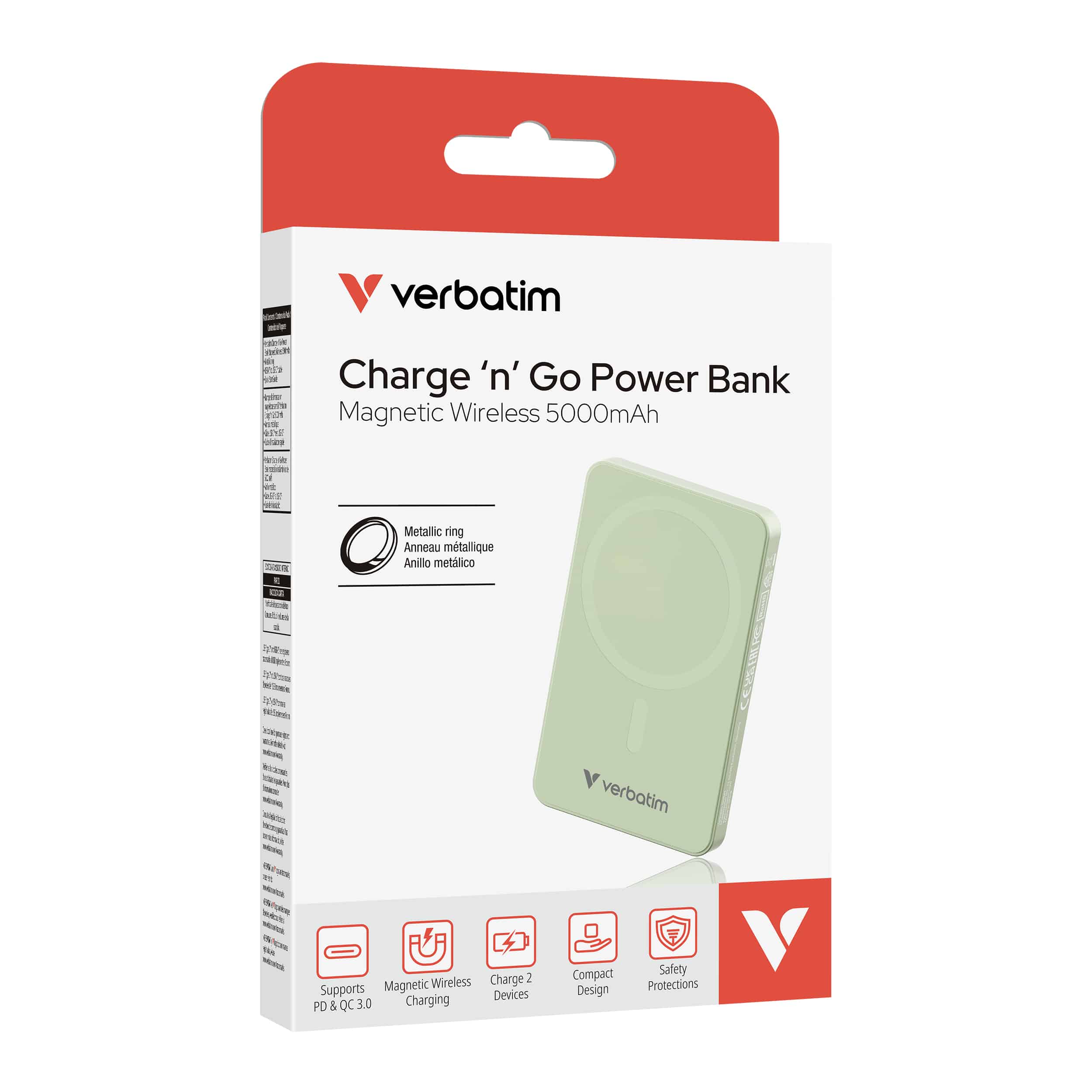 Verbatim Charge 'n' Go Essentials Magnetische draadloze powerbank 5000 mAh Groen - Afbeelding 4