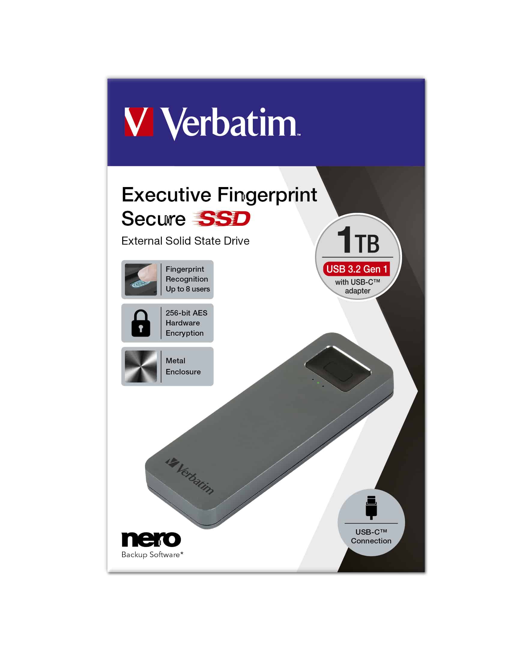 Verbatim 53657 externe solide-state drive 1 TB USB Type-C 3.2 Gen 1 (3.1 Gen 1) Grijs
