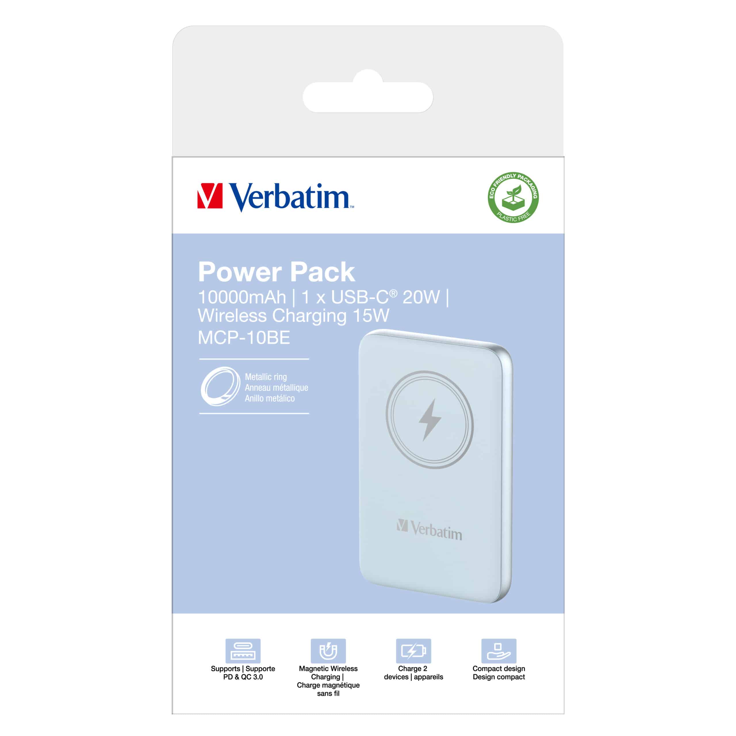 Verbatim Charge 'n' Go Magnetische Draadloze Power Bank 10000mAh Blauw - Afbeelding 4