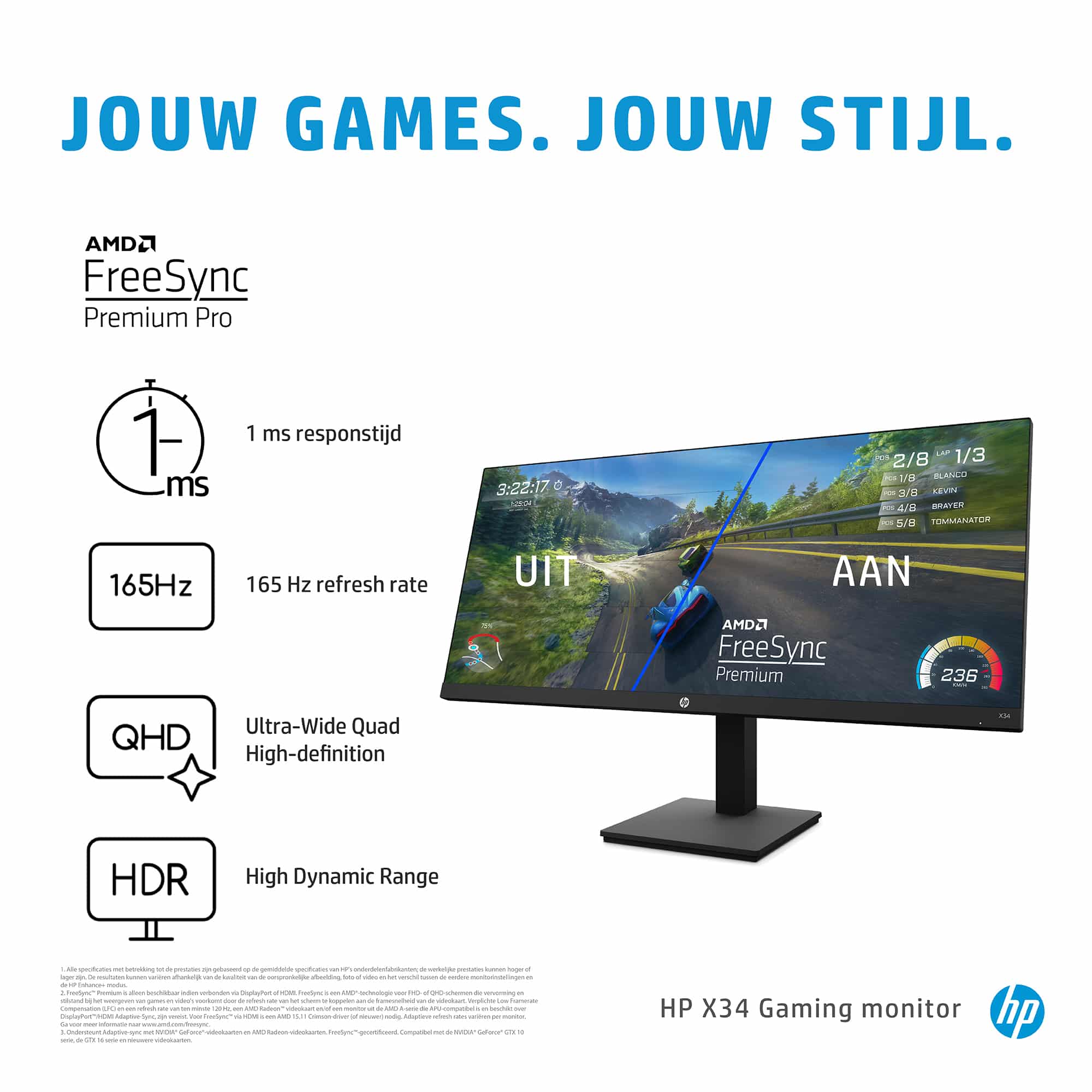 HP X34 WQHD computer monitor 86,4 cm (34") 3440 x 1440 Pixels Wide Quad HD - Afbeelding 2