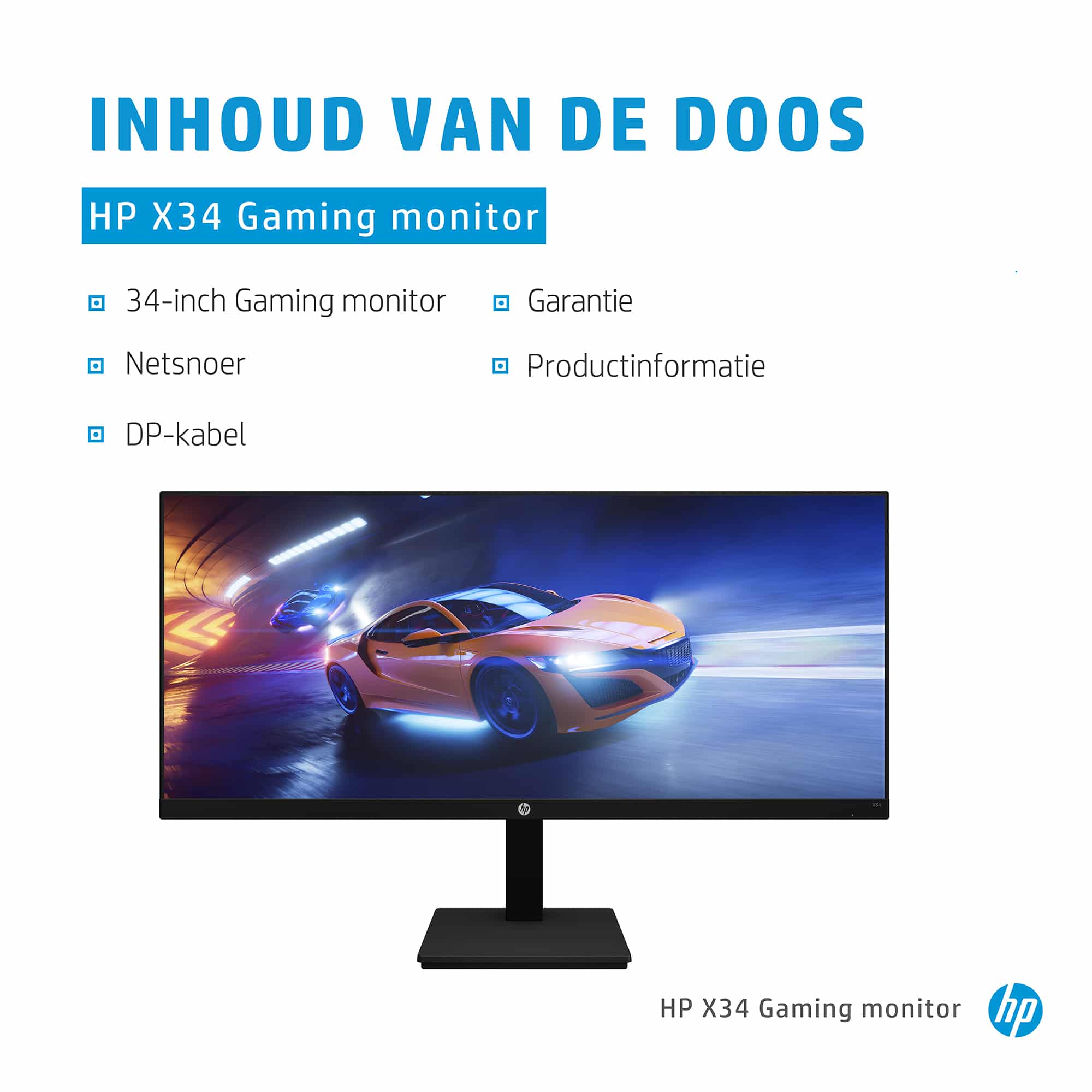 HP X34 WQHD computer monitor 86,4 cm (34") 3440 x 1440 Pixels Wide Quad HD