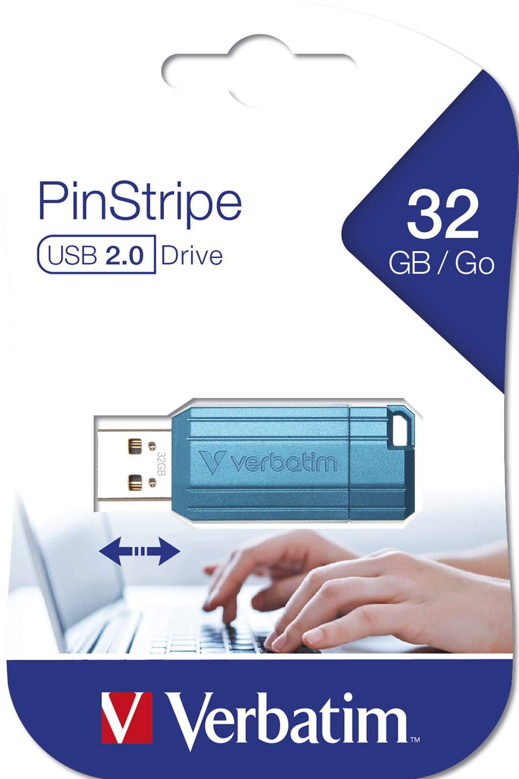 Verbatim PinStripe - USB-Stick32 GB - Caribbean Blauwe - Afbeelding 2