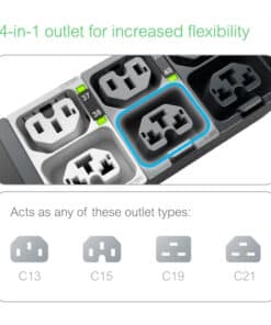 APC APDU10350ME - Metered, 0U, 32A, 400V, (24x)C13/15 + (24x)C13/15/19/21, IEC60309 32A 3Fase stekker - Afbeelding 4