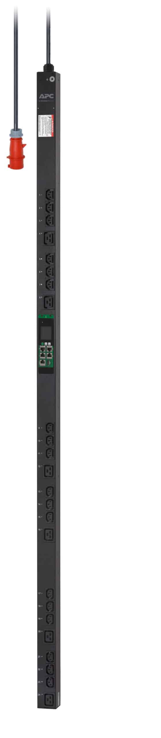 APC EPDU1216SMBO - Switched & Metered-by-Outlet PDU, 0U, 16A, 400V, (21x)C13 & (3x)C19, IEC60309 16A 3Fase stekker