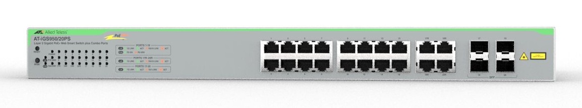 Allied Telesis iGS950/20PS Managed L2 Gigabit Ethernet (10/100/1000) Power over Ethernet (PoE) Bureaublad-/wandmontage Zilver - Afbeelding 2