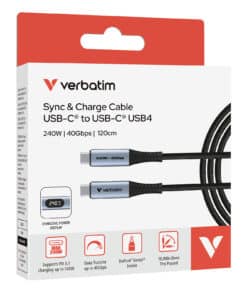 Verbatim 31849 USB-kabel USB4 Gen 2x2 1,2 m USB C 40 Gbit/s 240 W Zwart - Afbeelding 6