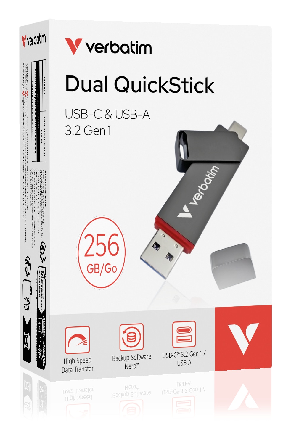 Verbatim Dual QuickStick USB flash drive 256 GB USB Type-A / USB Type-C 3.2 Gen 1 (3.1 Gen 1) Grijs - Afbeelding 2