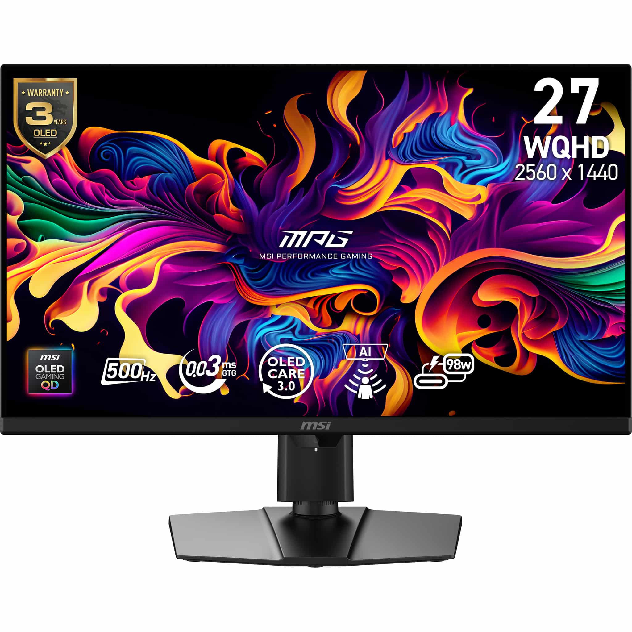MSI MPG 271QR QD-OLED X50 computer monitor 67,3 cm (26.5") 2560 x 1440 Pixels Wide Quad HD Zwart