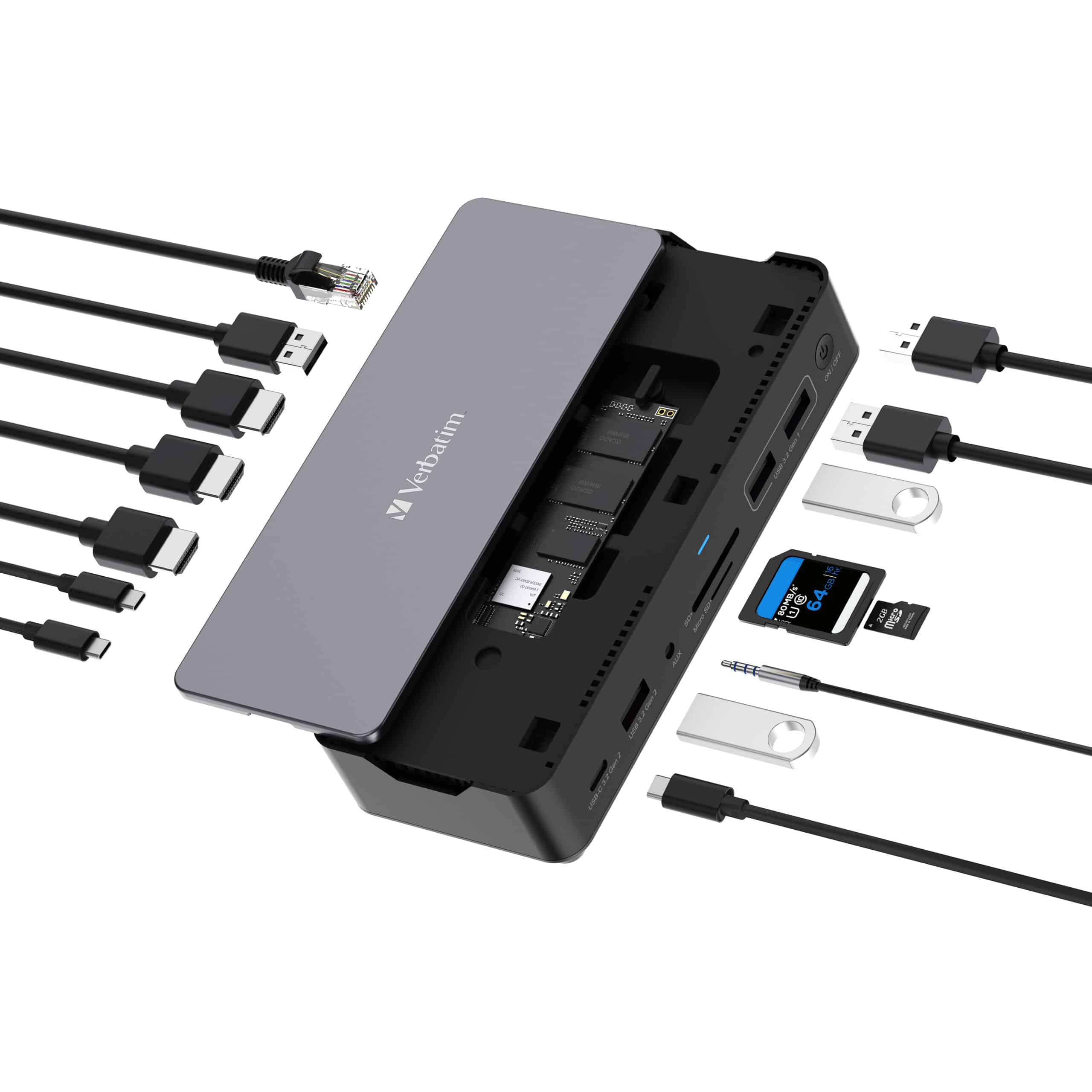Verbatim USB-C Pro docking station CDS-15SSD: 15 poorten met SSD - Afbeelding 5