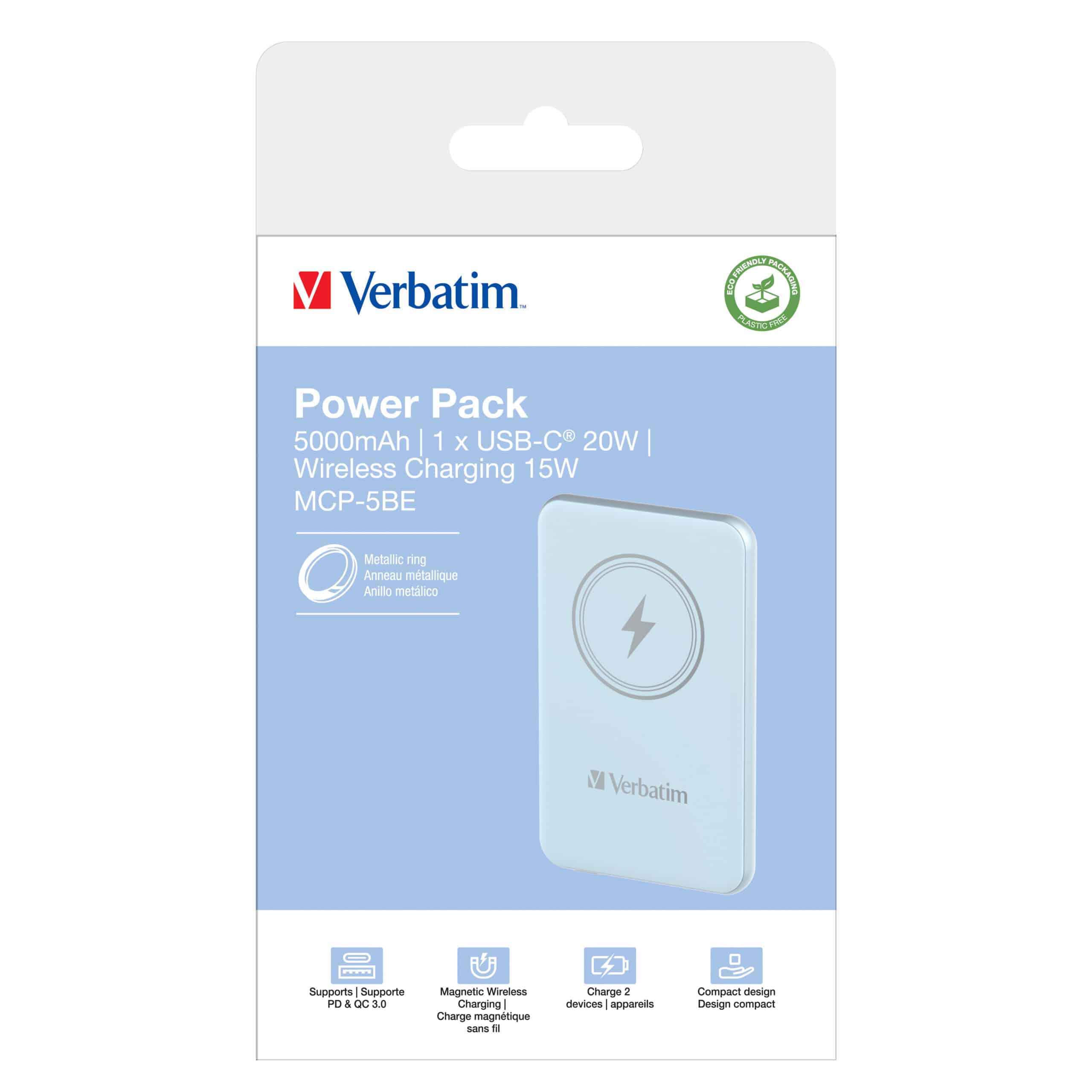 Verbatim Charge 'n' Go Magnetische Draadloze Power Bank 5000mAh Blauw - Afbeelding 4