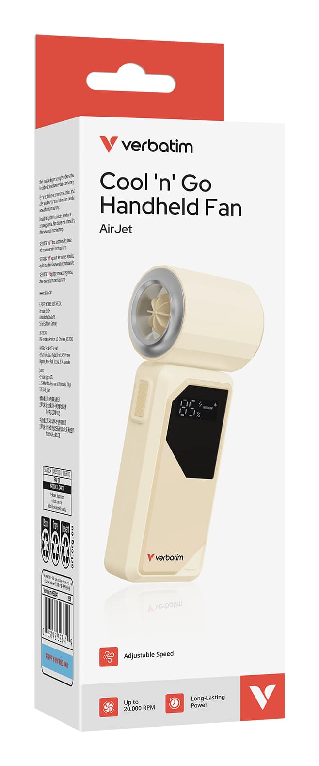 Verbatim Cool 'n' Go AirJet Handventilator - Wit/Zilver - Afbeelding 6