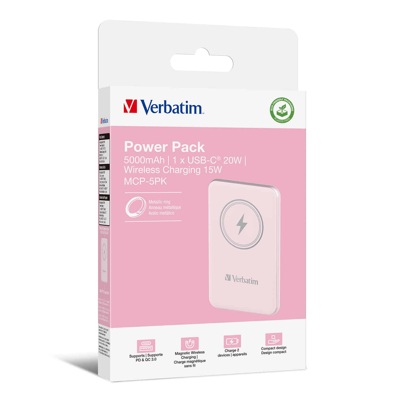 Verbatim Charge 'n' Go Magnetische Draadloze Power Bank 5000mAh Roze - Afbeelding 5