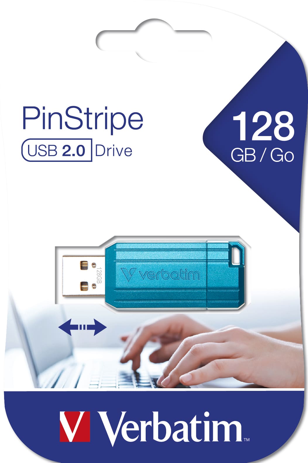 Verbatim PinStripe USB flash drive 128 GB USB Type-A 2.0 Blauw - Afbeelding 2