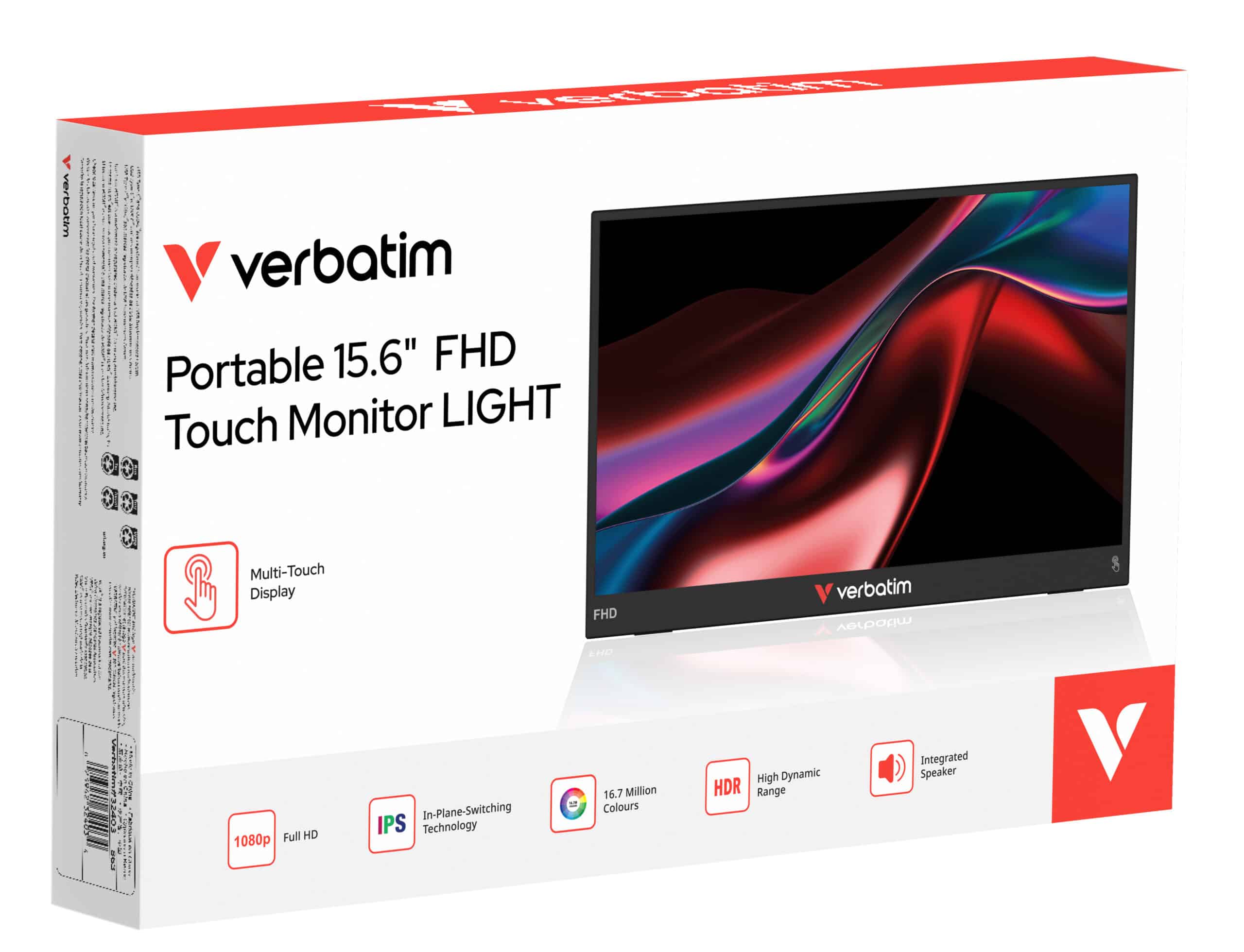 Verbatim Portable 15.6" FHD Touch Monitor LIGHT Draagbare monitor Zwart 39,6 cm (15.6") LCD 1920 x 1080 Pixels - Afbeelding 6