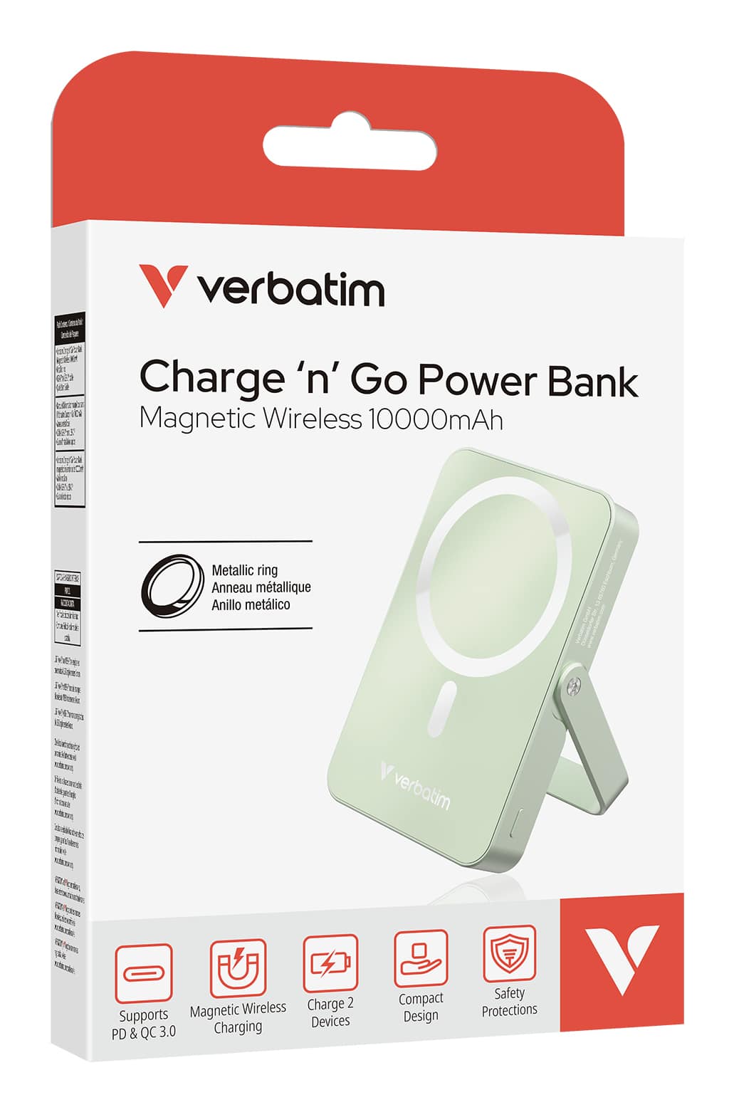 Verbatim Charge 'n' Go Magnetische Draadloze Power Bank 10000 mAh met standaard - Groen - Afbeelding 3