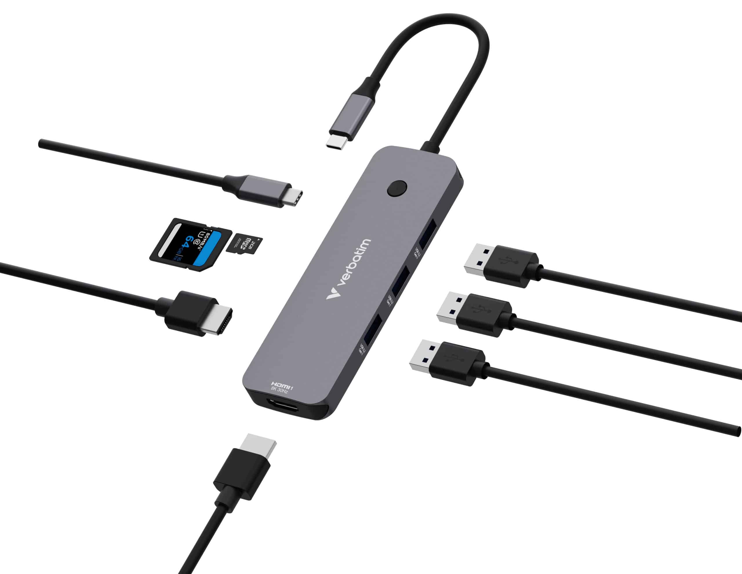Verbatim CMH-08 USB Type-C 5000 Mbit/s Zilver
