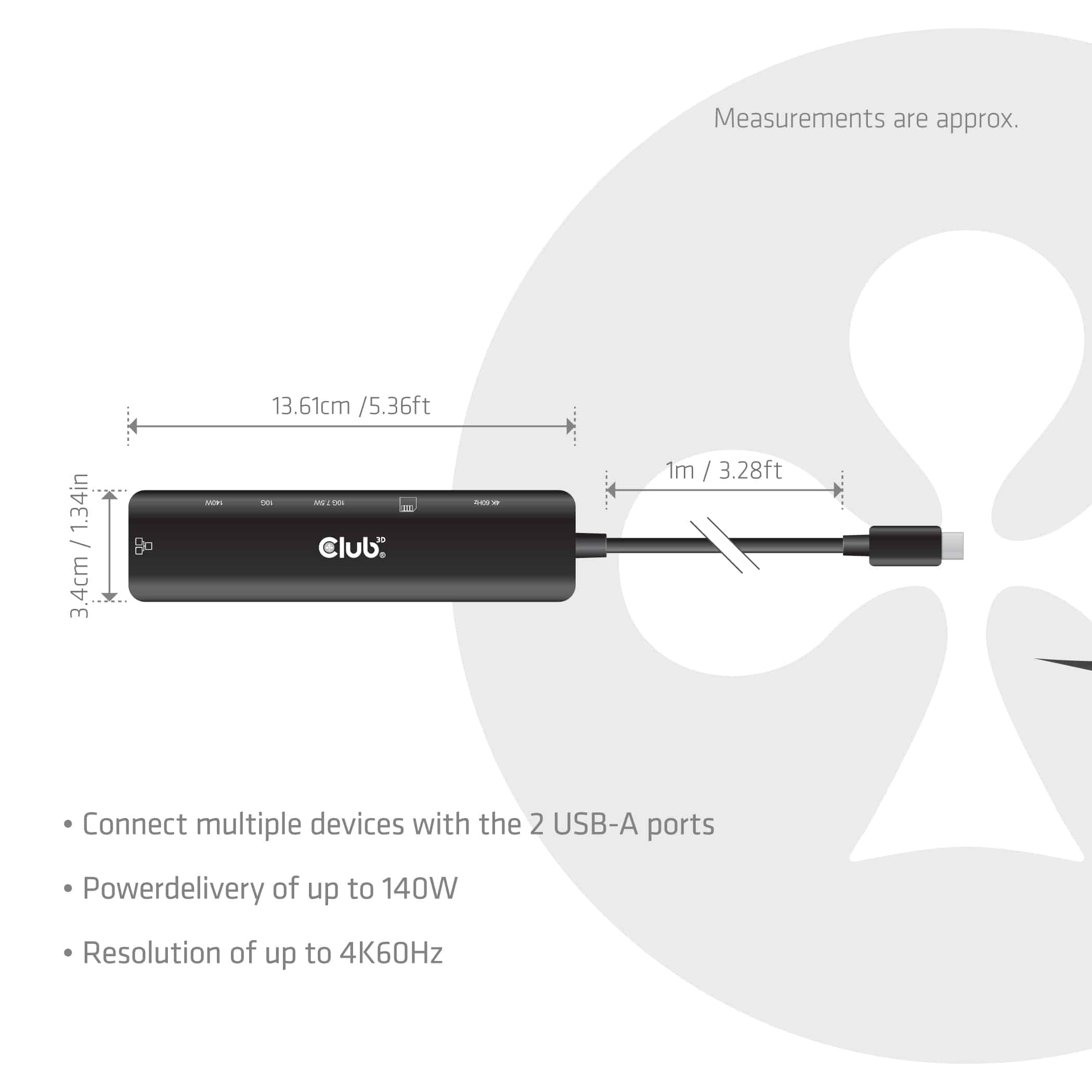 CLUB3D 7-1 USB-C® naar HDMI™-hub - Afbeelding 3