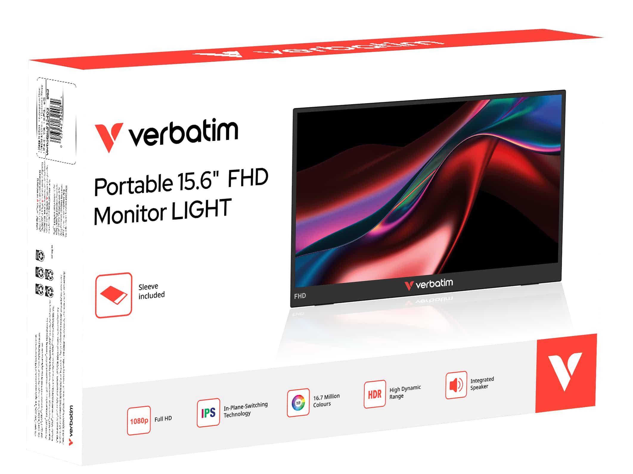 Verbatim Portable 15.6" FHD Monitor LIGHT Draagbare monitor Zwart 39,6 cm (15.6") LCD 1920 x 1080 Pixels - Afbeelding 6