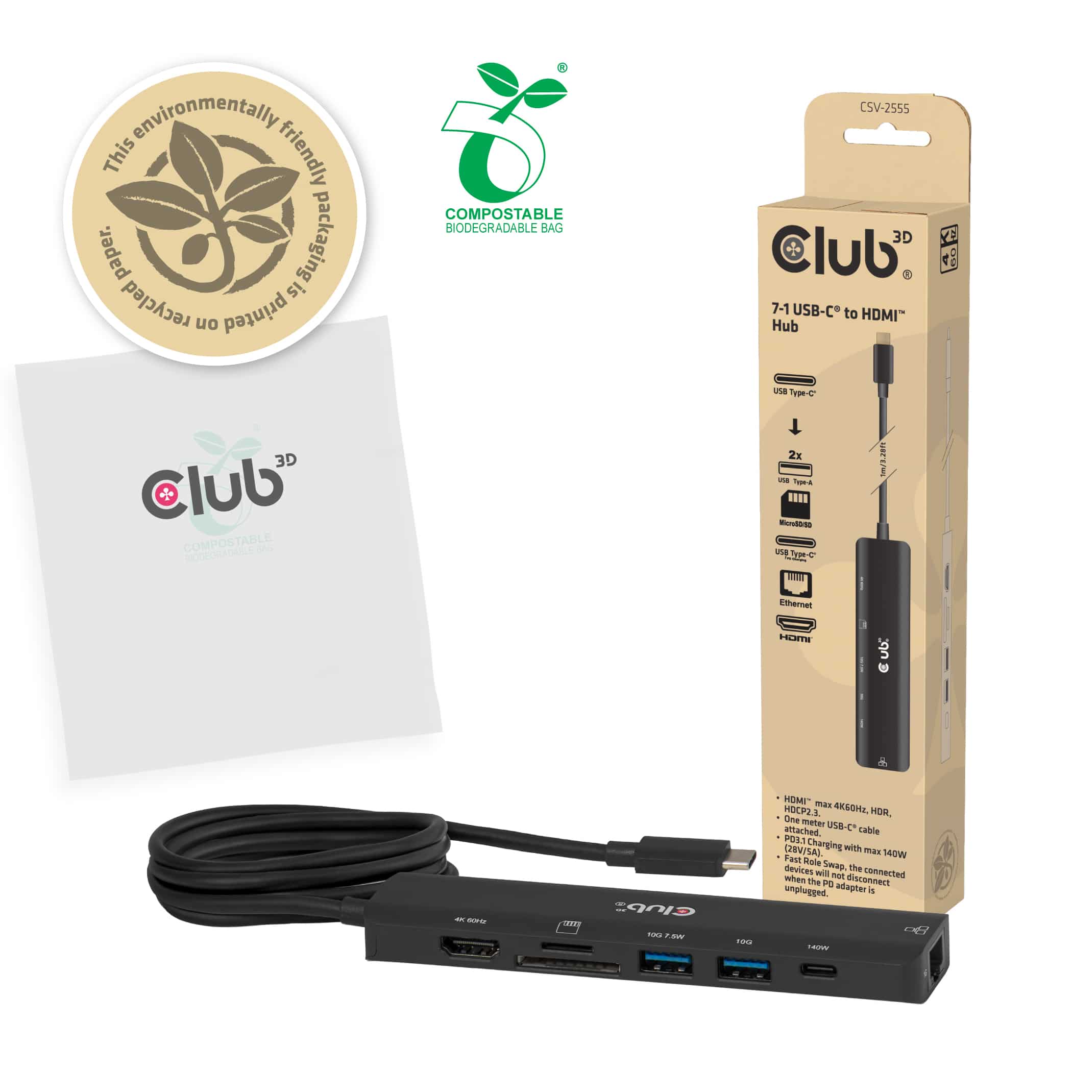 CLUB3D 7-1 USB-C® naar HDMI™-hub - Afbeelding 5