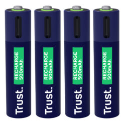 Trust USB-C Oplaadbare AAA Batterijen 4-pack - Oplaadbare AAA batterijen – USB-C oplaadbaar – 4 stuks – Blauw