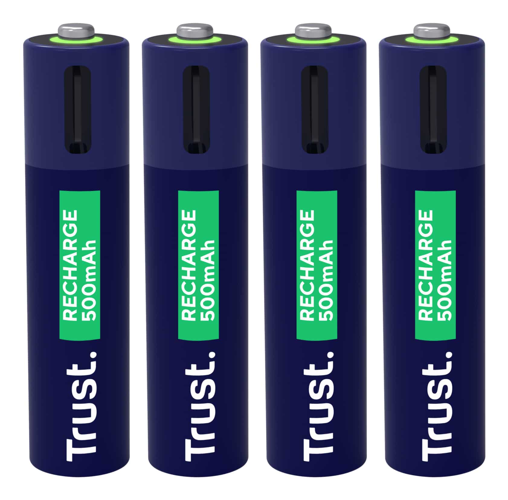Trust USB-C Oplaadbare AAA Batterijen 4-pack - Oplaadbare AAA batterijen – USB-C oplaadbaar – 4 stuks – Blauw