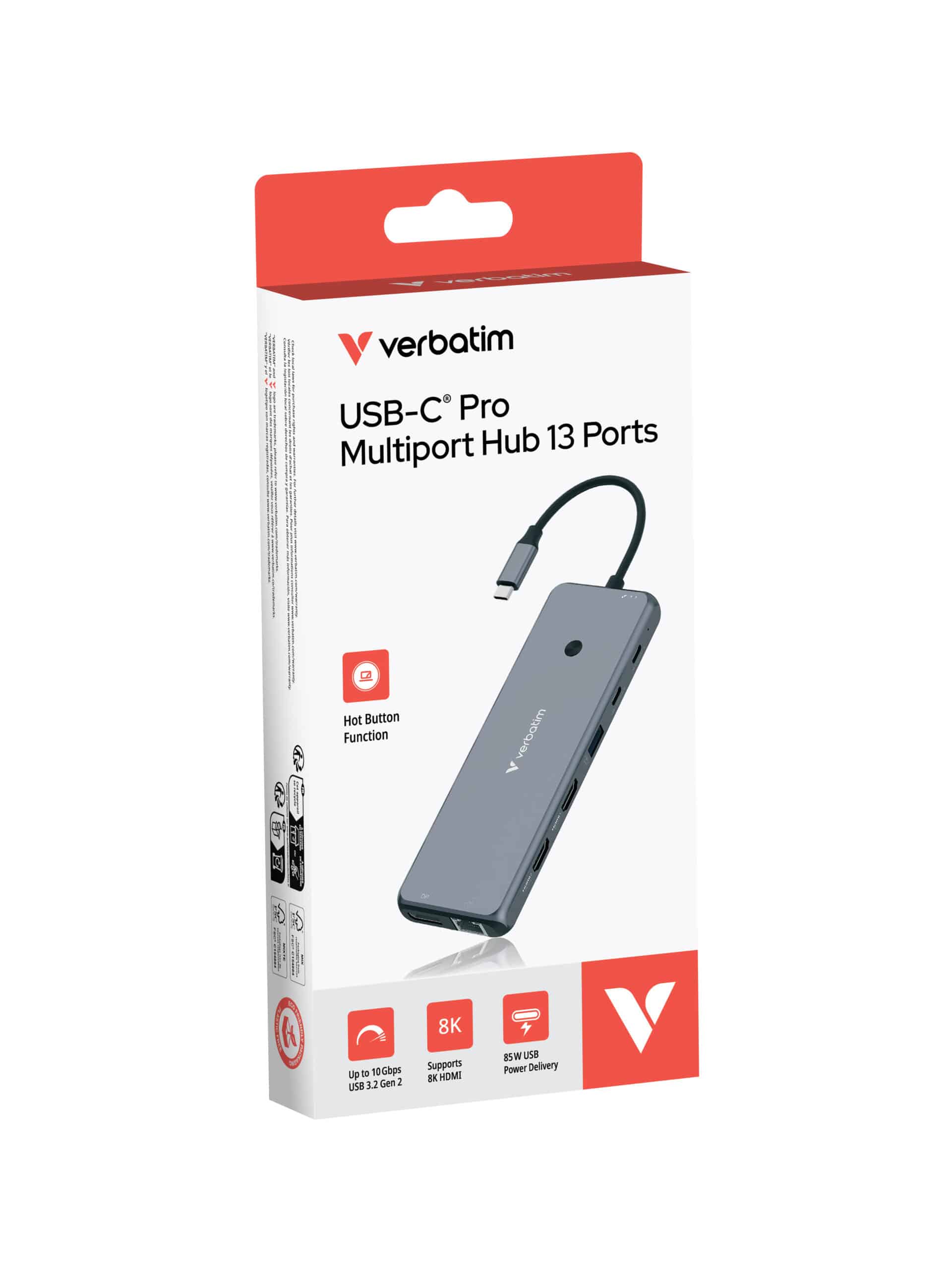 Verbatim USB-C Pro multipoort-hub CMH-13: 13 poorten - Afbeelding 2