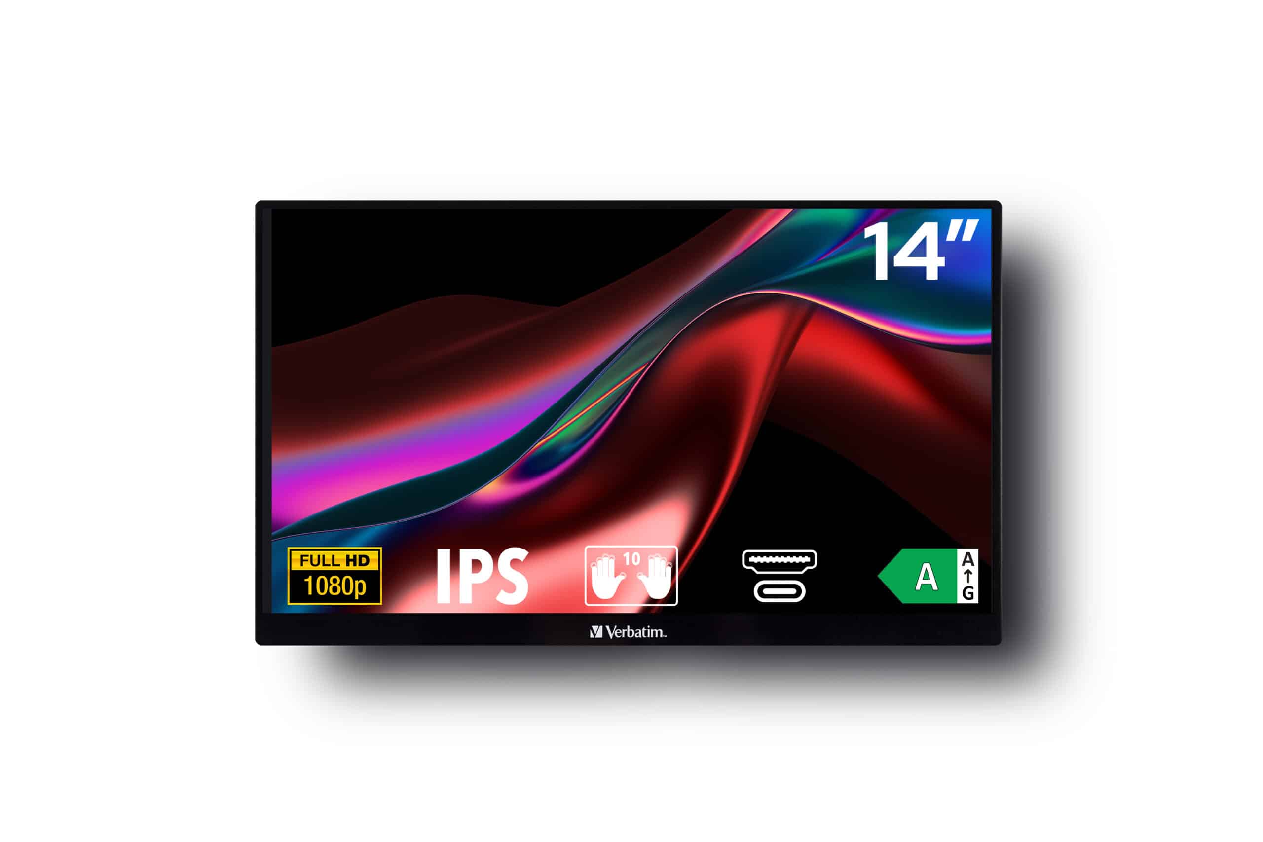 Verbatim 49591 computer monitor 35,6 cm (14") 1920 x 1080 Pixels Full HD LCD Touchscreen Zwart - Afbeelding 2