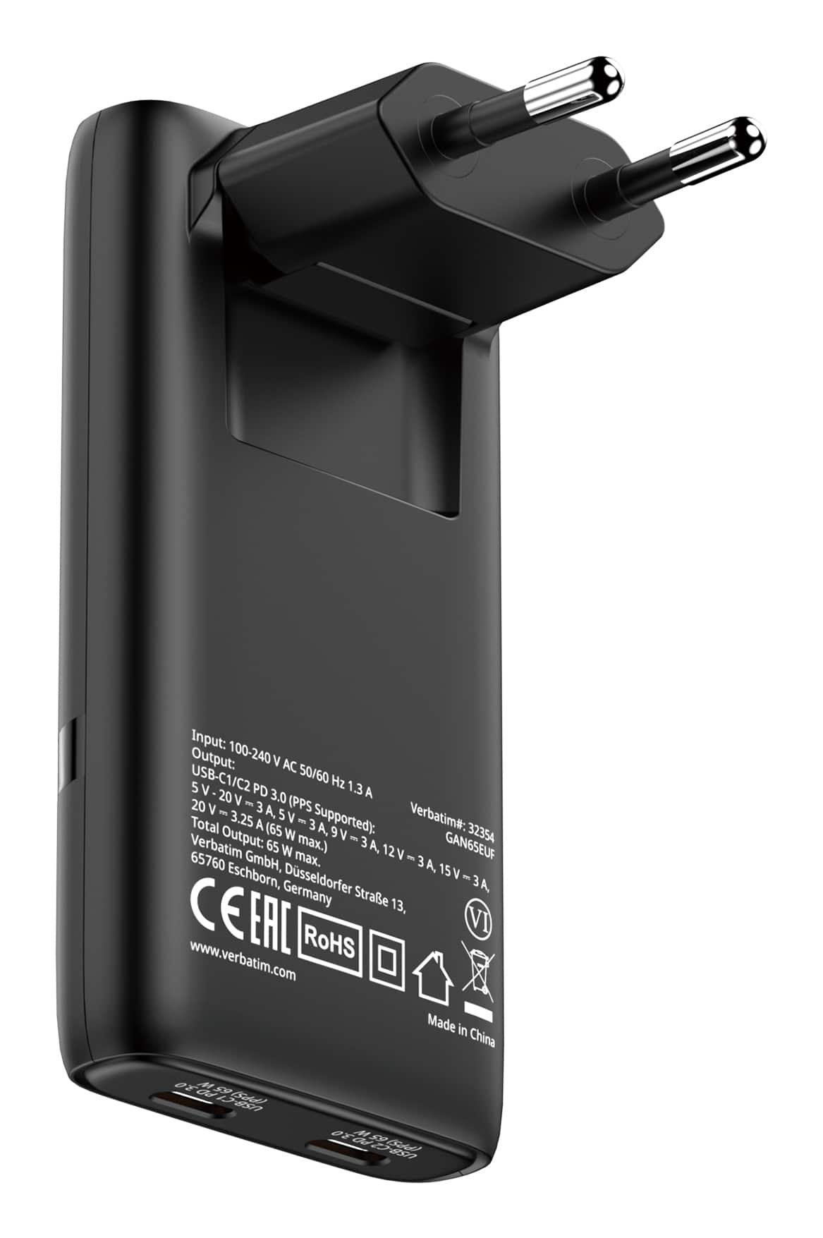 Verbatim 32354 oplader voor mobiele apparatuur Laptop, Smartphone, Tablet Zwart AC Snel opladen Binnen