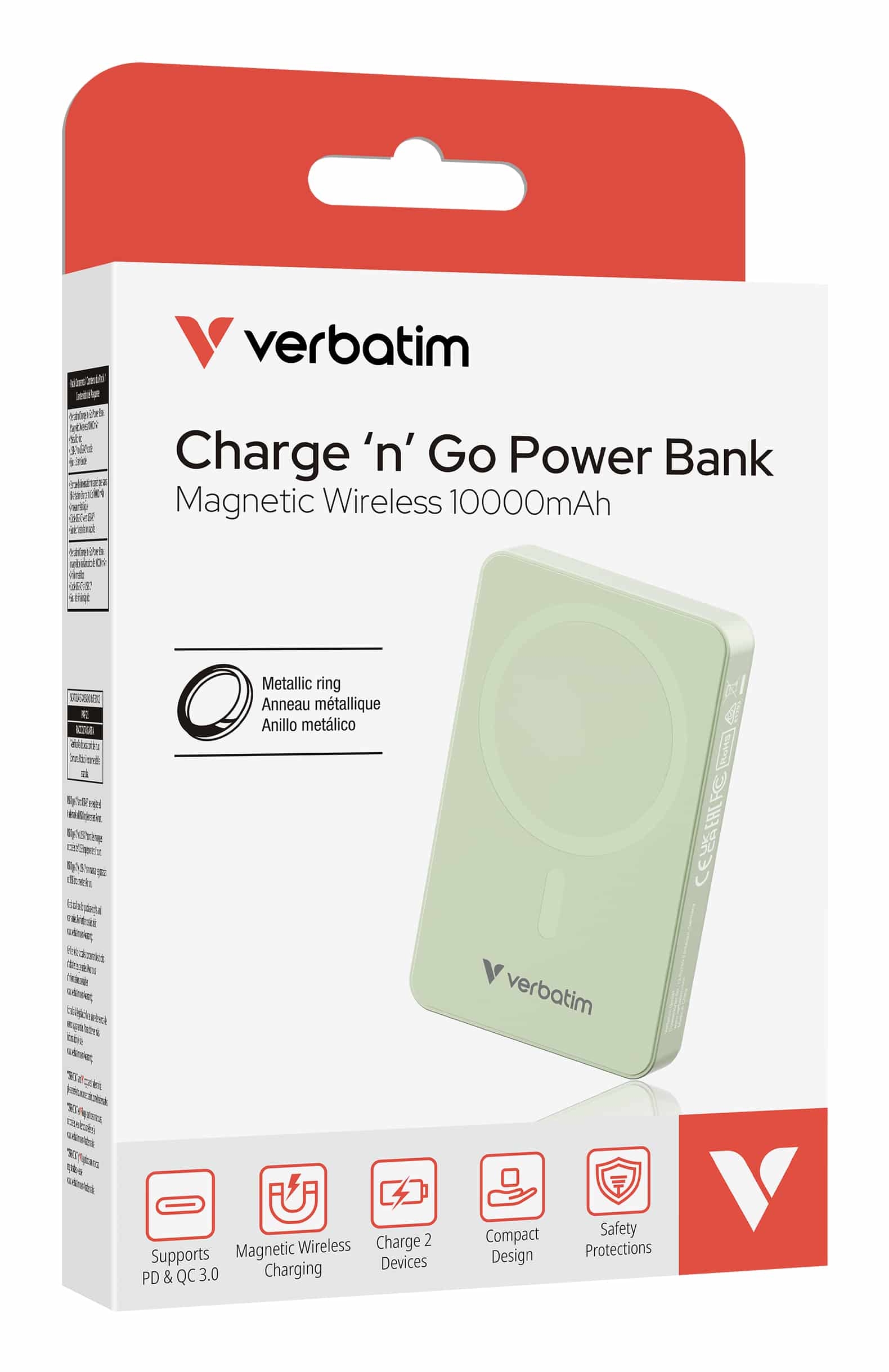 Verbatim Charge 'n' Go Essentials Magnetische draadloze powerbank 10000 mAh Groen - Afbeelding 3