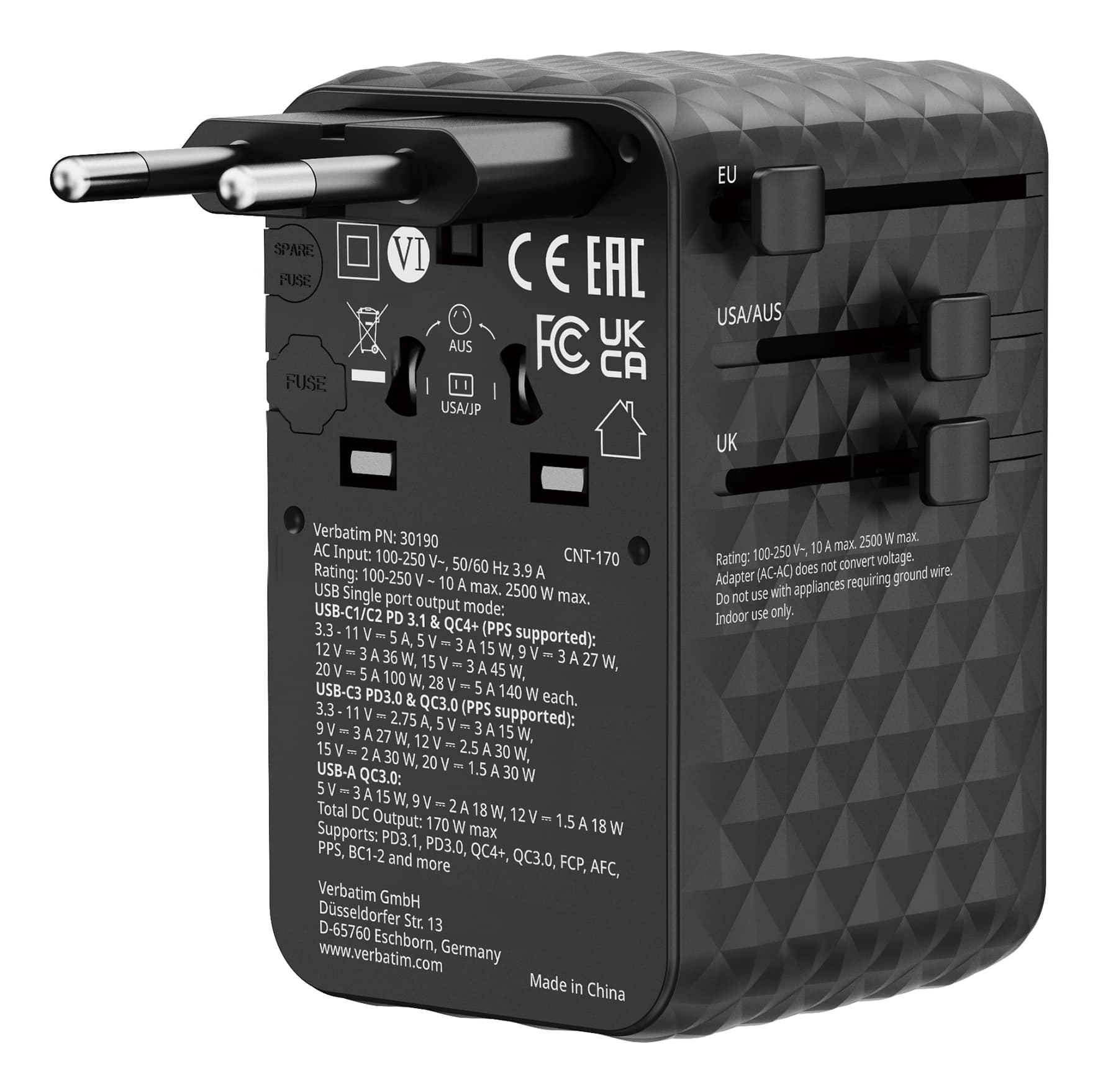 Verbatim 30190 oplader voor mobiele apparatuur Universeel Zwart AC Snel opladen Binnen - Afbeelding 2