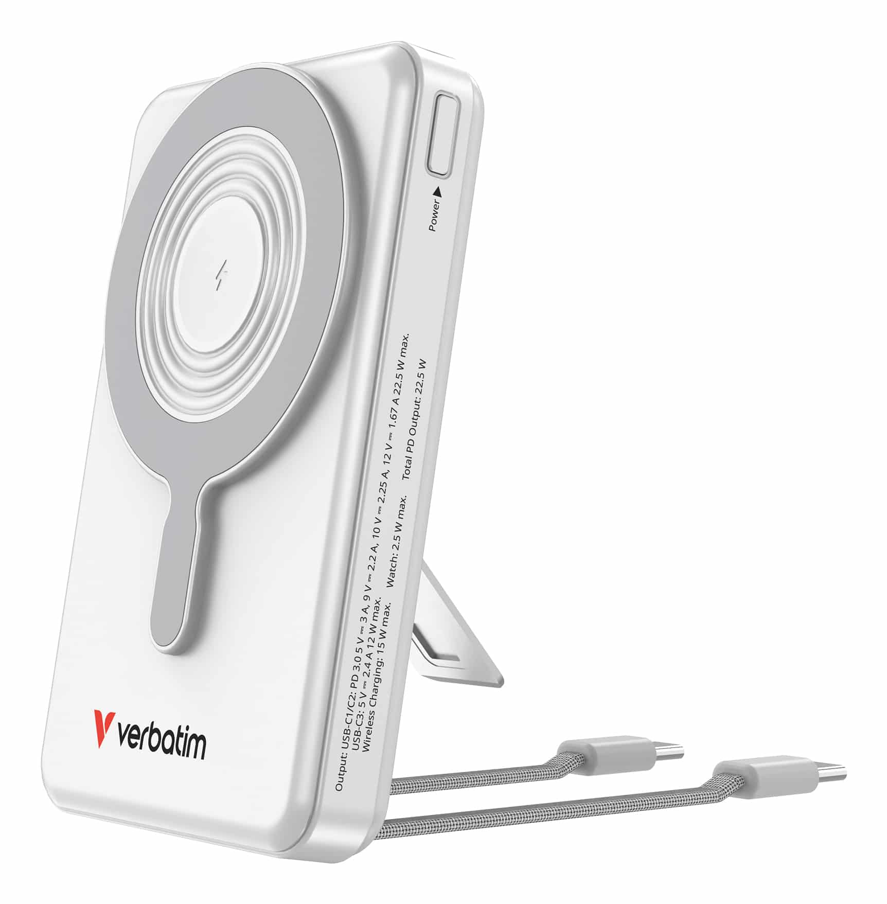 Verbatim 32273 powerbank Lithium-Polymeer (LiPo) 10000 mAh Draadloos opladen Zilver