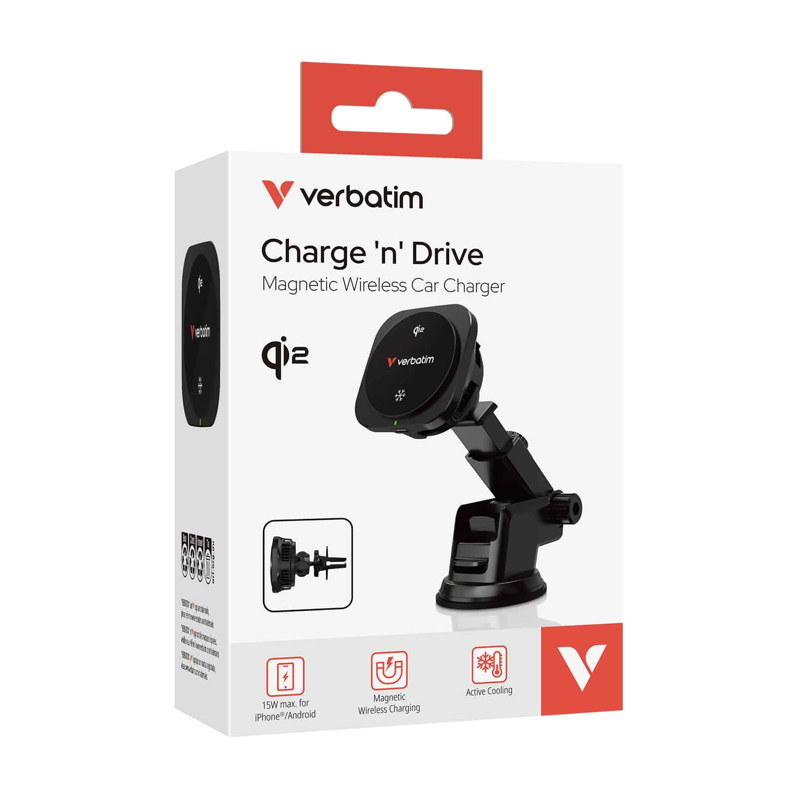 Verbatim Charge 'n' Drive Qi2 magnetische draadloze autolader - Afbeelding 2