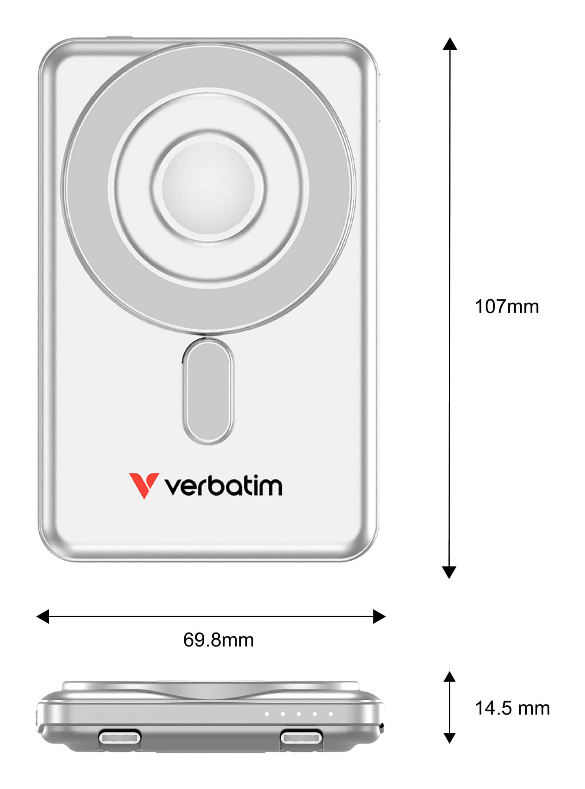 Verbatim 32276 powerbank Lithium-Polymeer (LiPo) 5000 mAh Draadloos opladen Zilver - Afbeelding 3